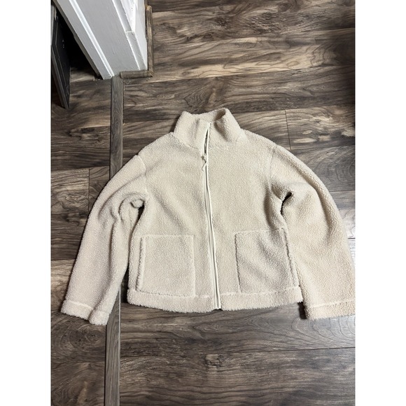 H&M Jackets & Blazers - H&M Mama Maternite Teddy Fleece Jacket Women's S Tan Sherpa Full Zip Cozy 701